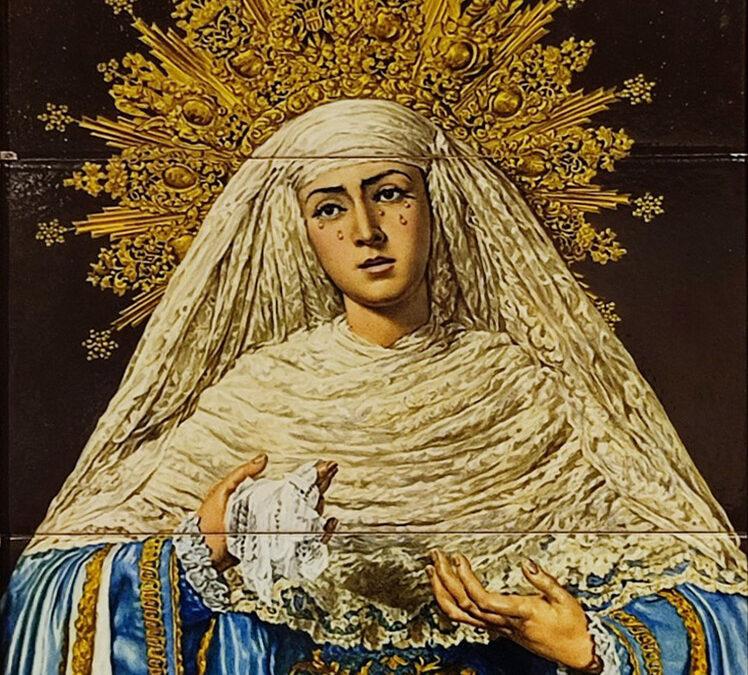 Sevilla. Retablos cerámicos en la Exposición del CCL aniversario de la Virgen de las Aguas, titular de la Hermandad del Museo.